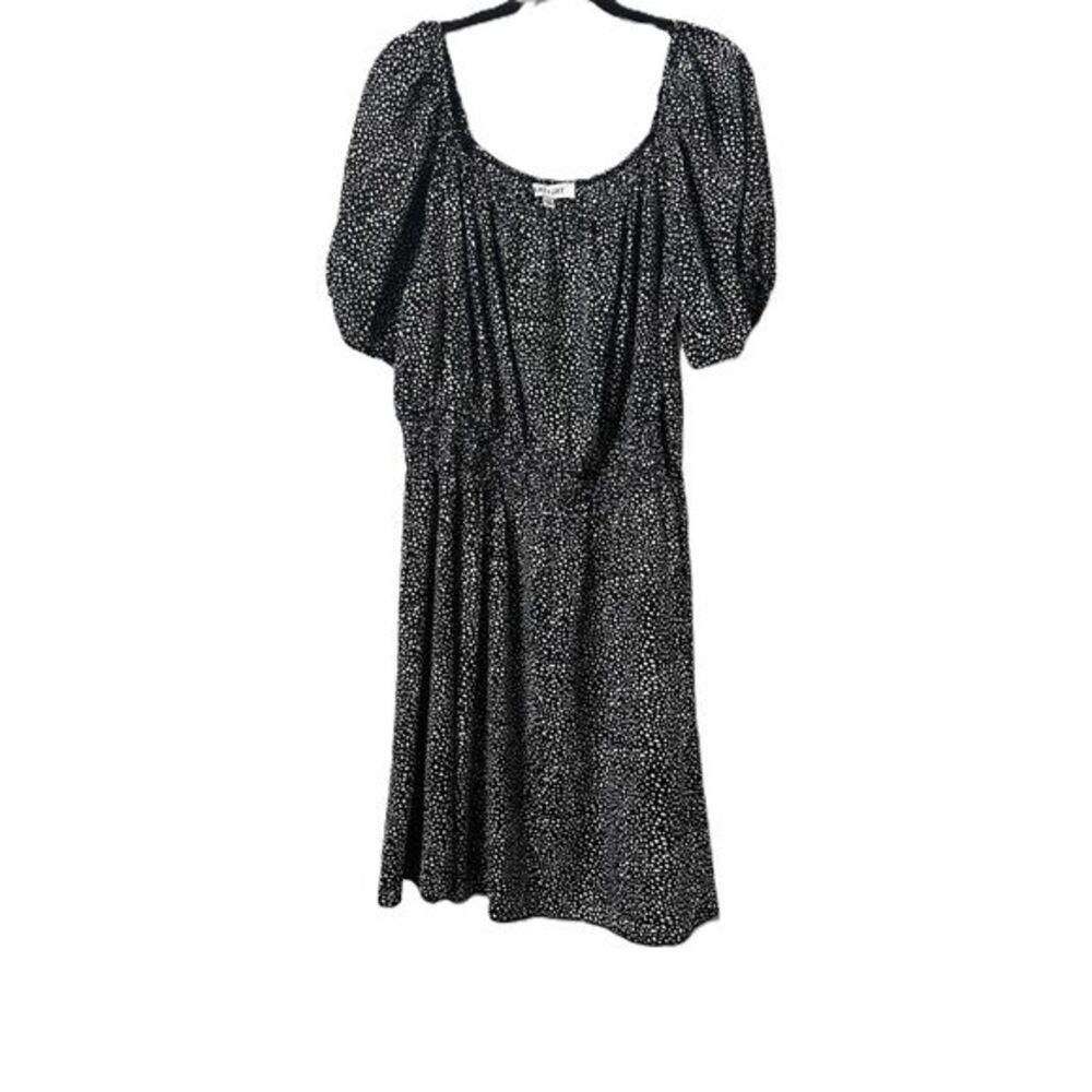 KAY JAY Dress Womens Size 2X Black Polka Dot Short Sleeve Casual Scoop Neck